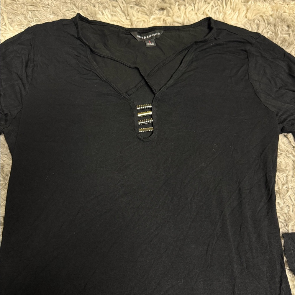 Stretchy Women's Top with Metal Details